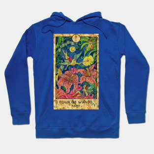 Four Of Wands. Minor Arcana Tarot Card Design Hoodie